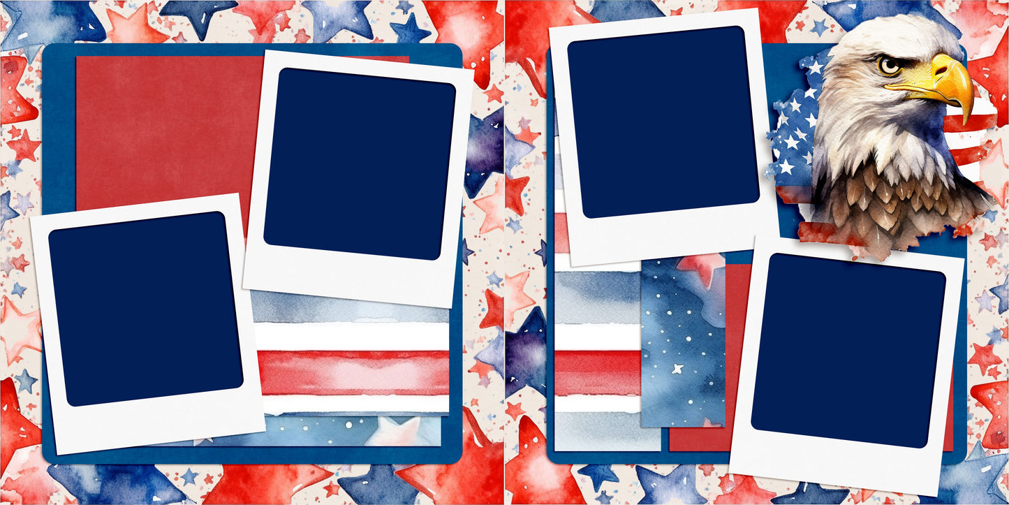 Proud to be an American - Set of 5 Double Page Layouts - 1736