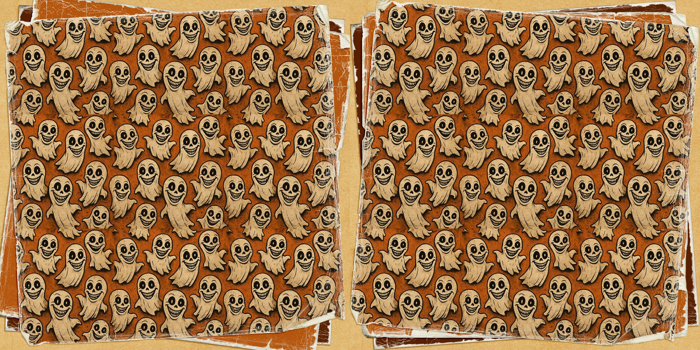 Retro Halloween Ghosts NPM - Scrapbook Layout - 25-859