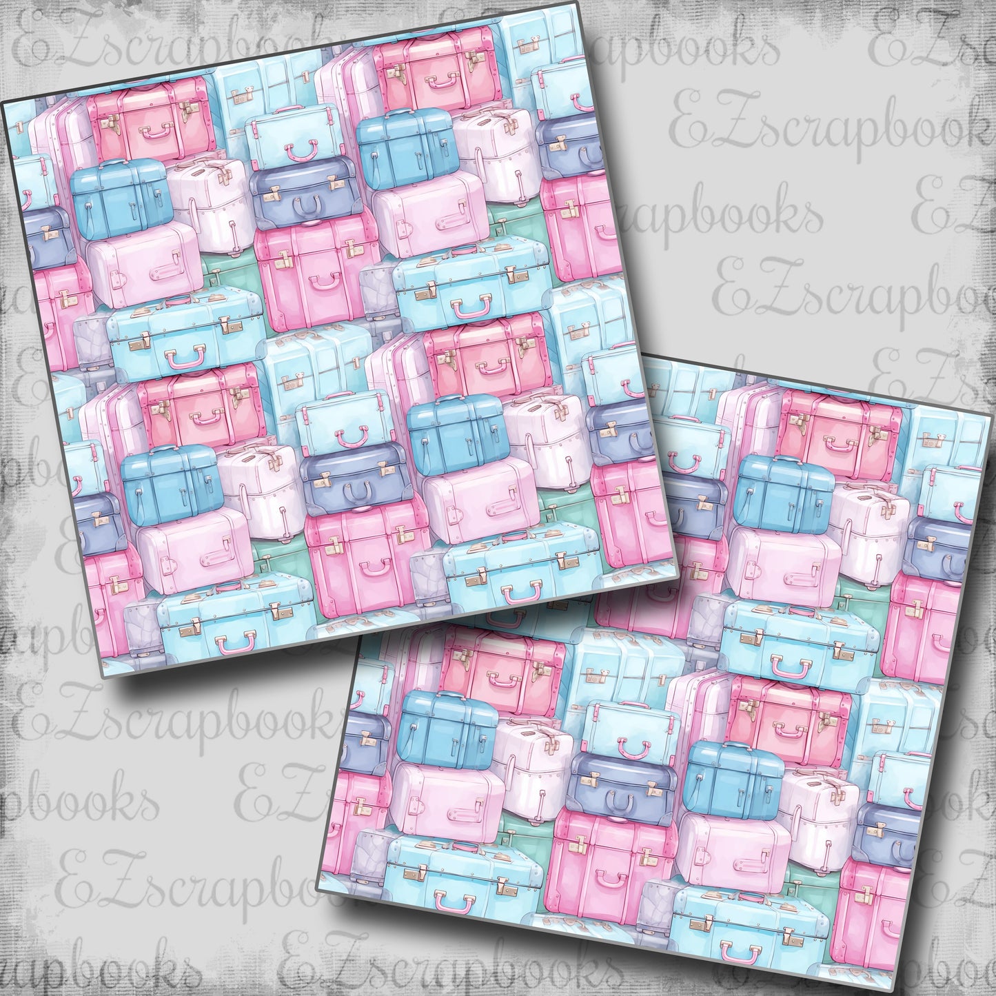 Pastel Travel Suitcases - Scrapbook Papers - 24-374