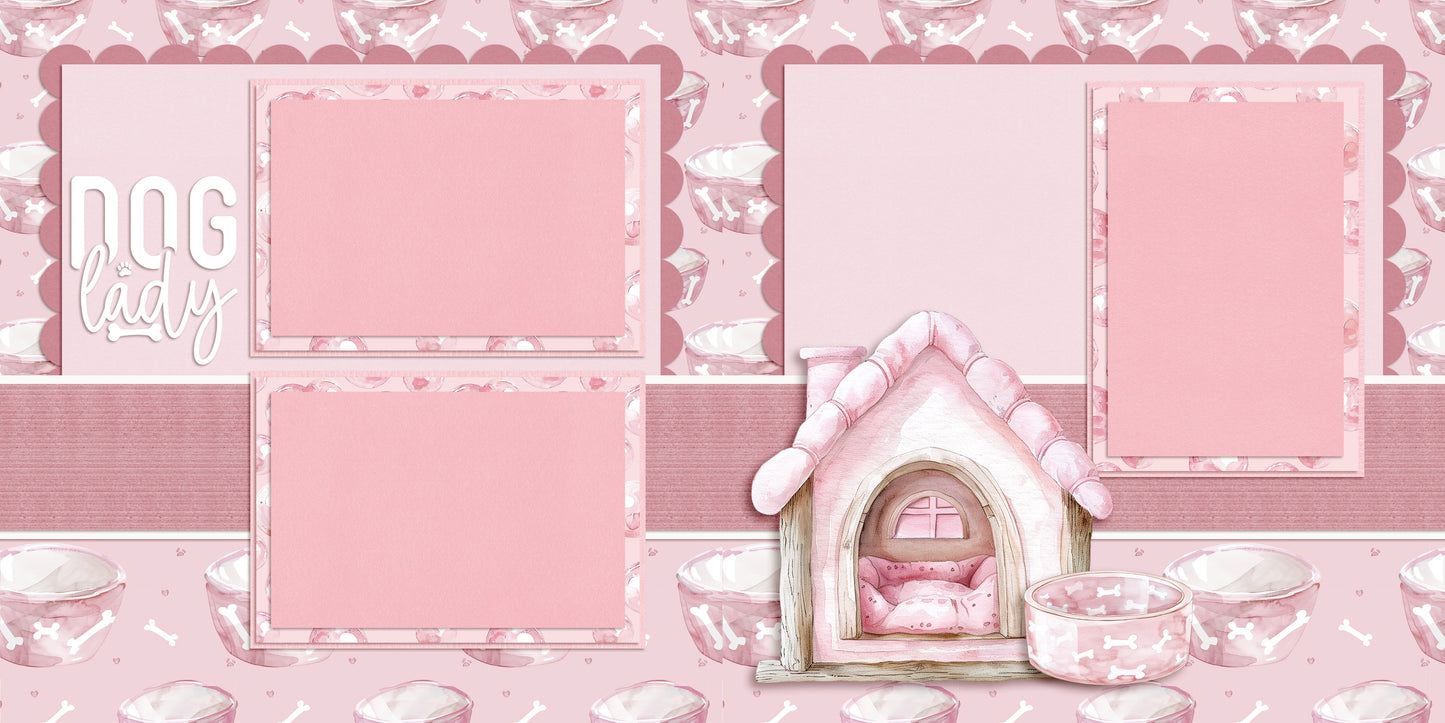 Dog Mom Dark Skin - Set of 5 Double Page Scrapbook Layouts - 25-1004