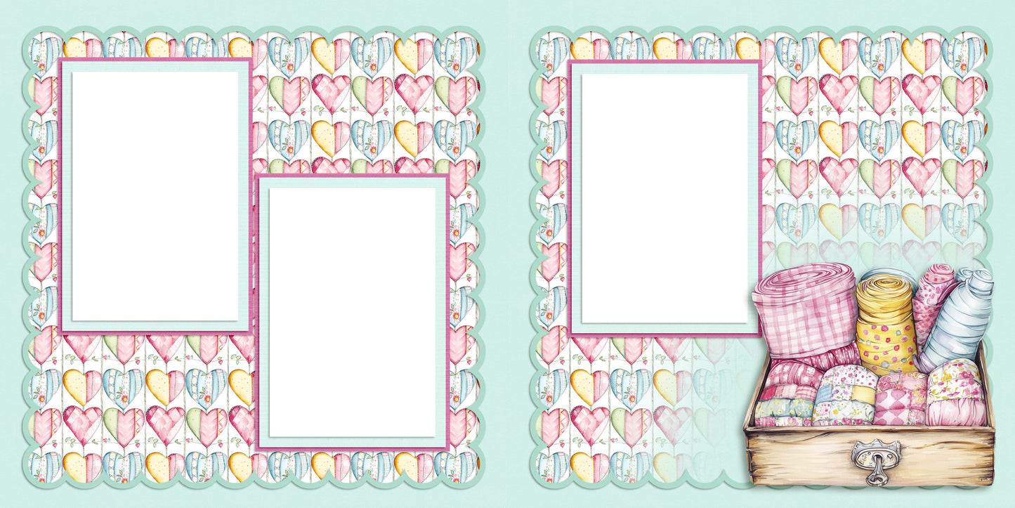 Patchwork Spring Fabric - EZ Digital Scrapbook Pages - INSTANT DOWNLOAD