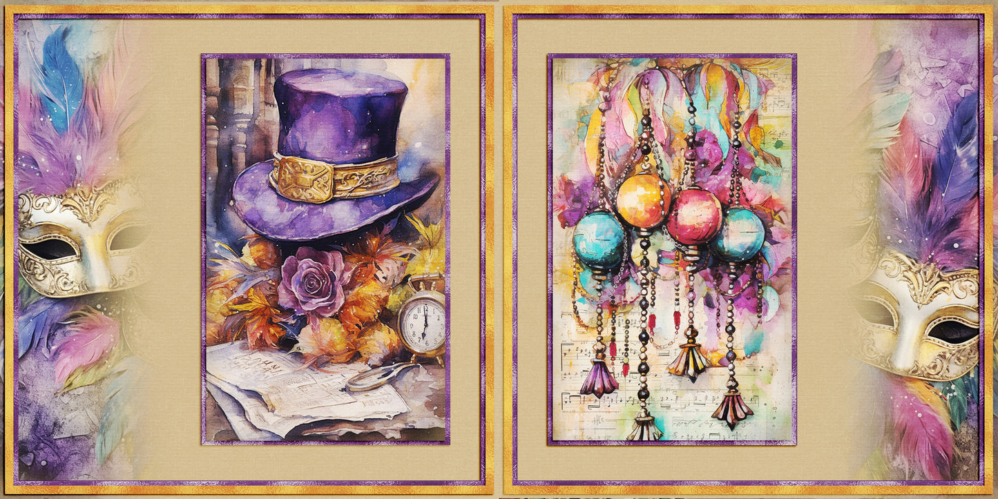 The Mardi Gras EZ Background Pages - Digital Bundle - 10 Digital Scrapbook Pages - INSTANT DOWNLOAD