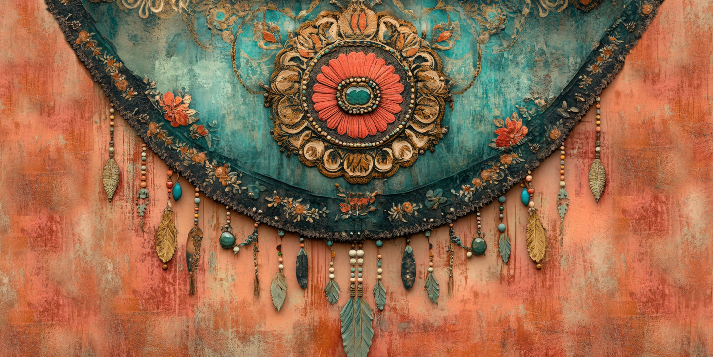 Boho Summer Teal NPM - Scrapbook Layout - 25-437