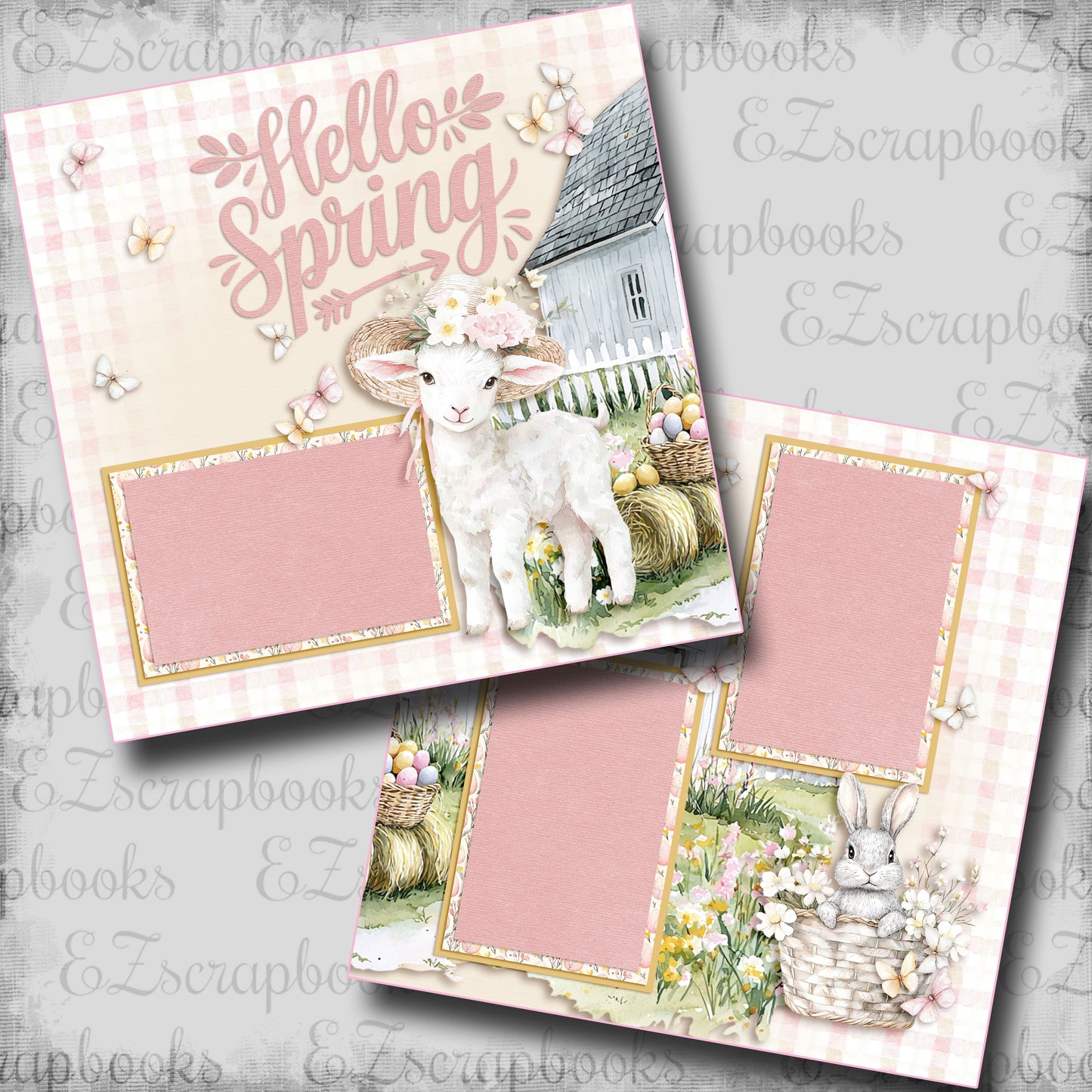 Sweet Easter Lamb - Scrapbook Layout - 25-430