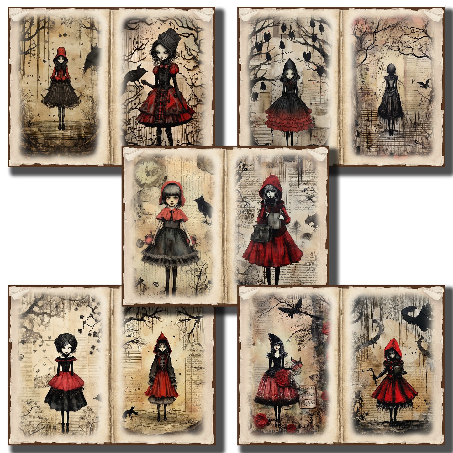 Little Red Goth Journal Pages - 23-7333