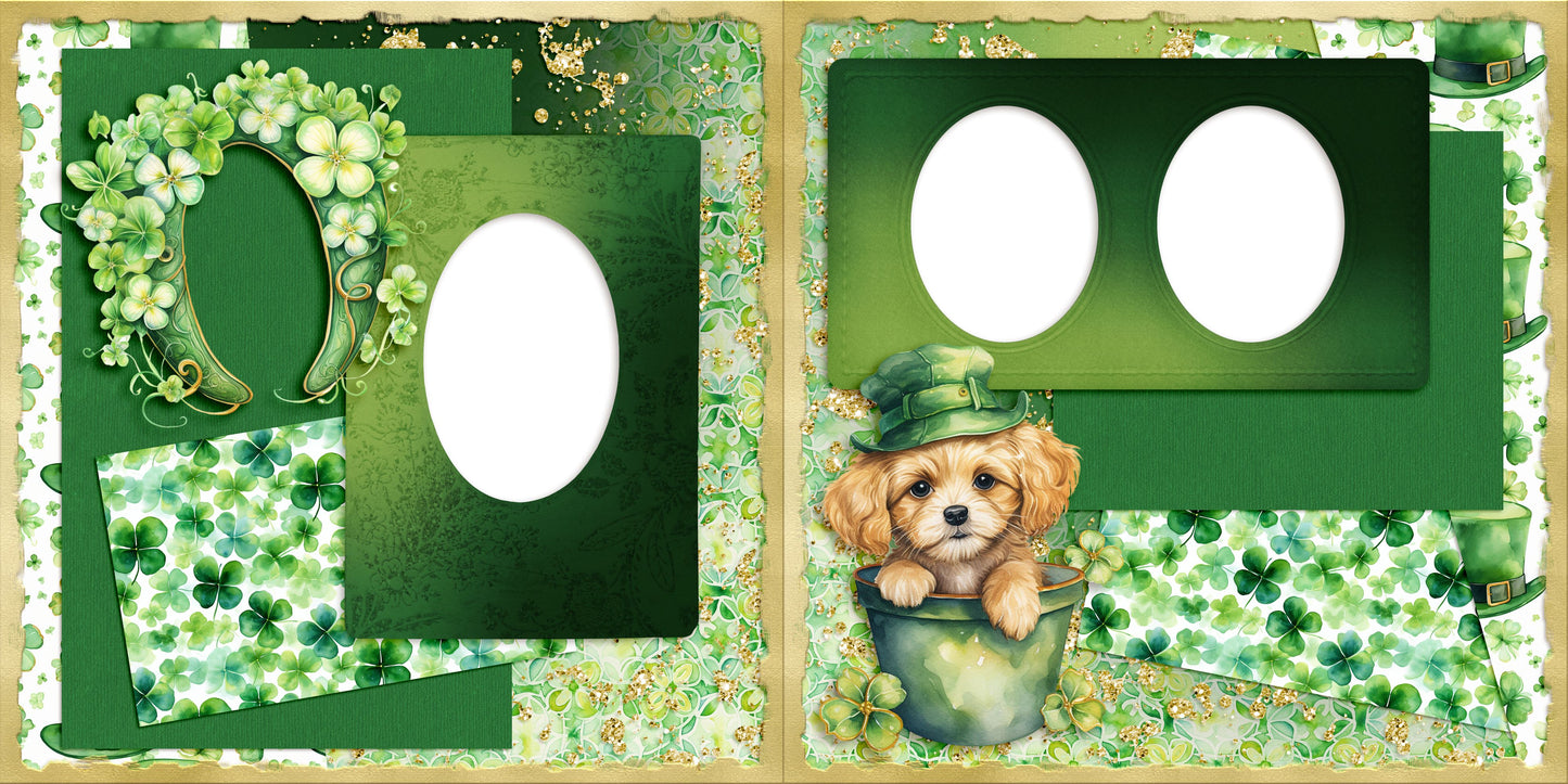 St Pat's Puppy - EZ Digital Scrapbook Pages - INSTANT DOWNLOAD
