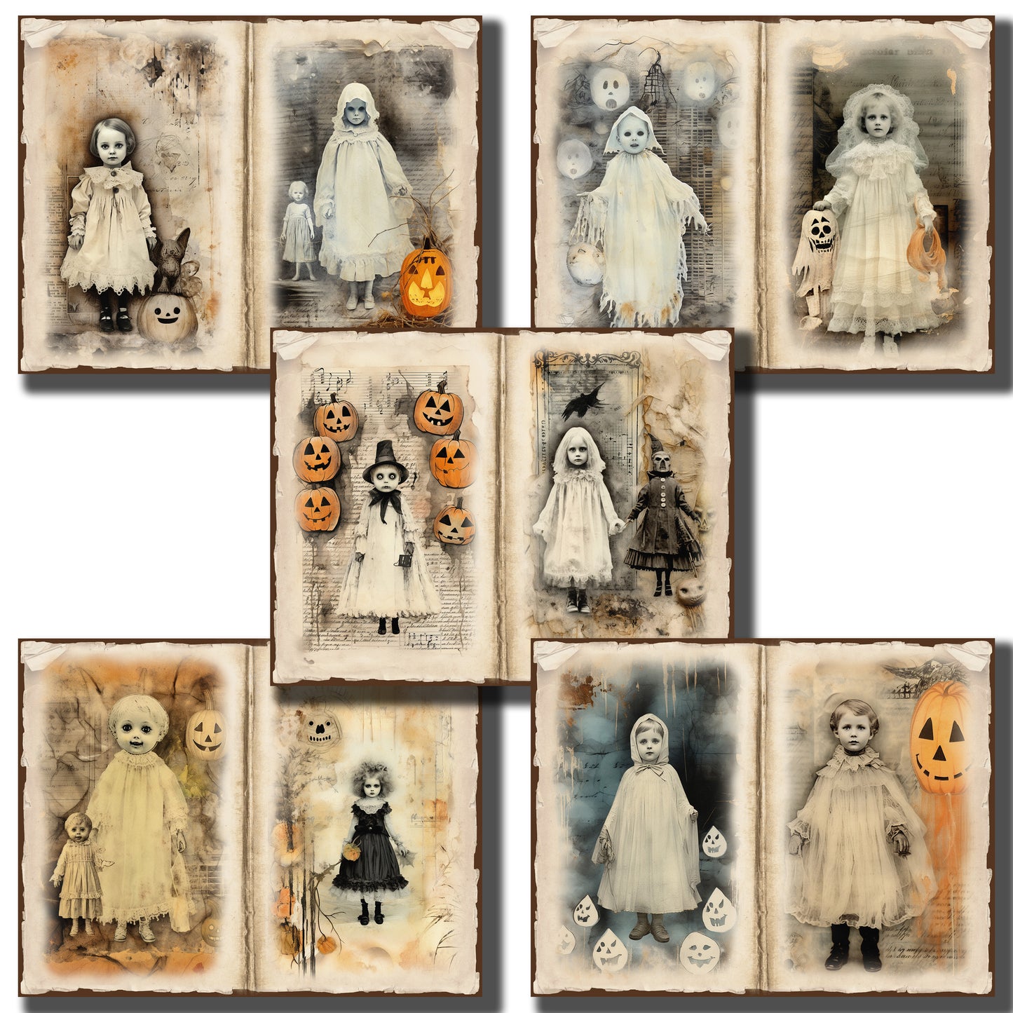 Vintage Ghost Children Journal Pages - 23-7250