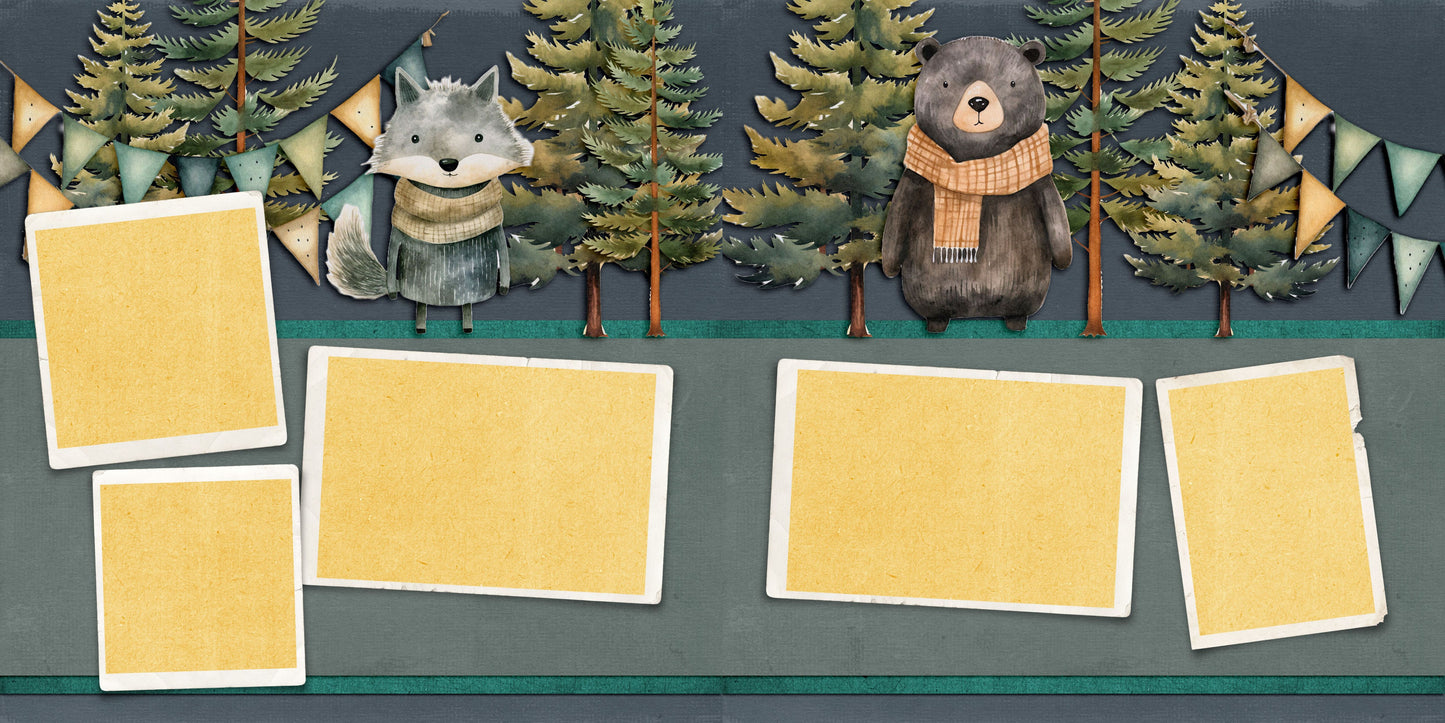 Woodland Animals - Set of 5 Double Page Layouts - 1772