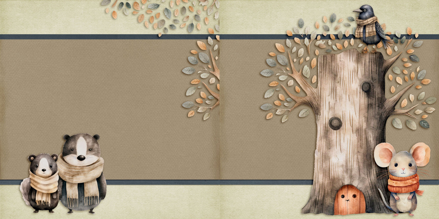 Woodland Animals - EZ Background Pages - Digital Bundle - 10 Digital Scrapbook Pages - INSTANT DOWNLOAD