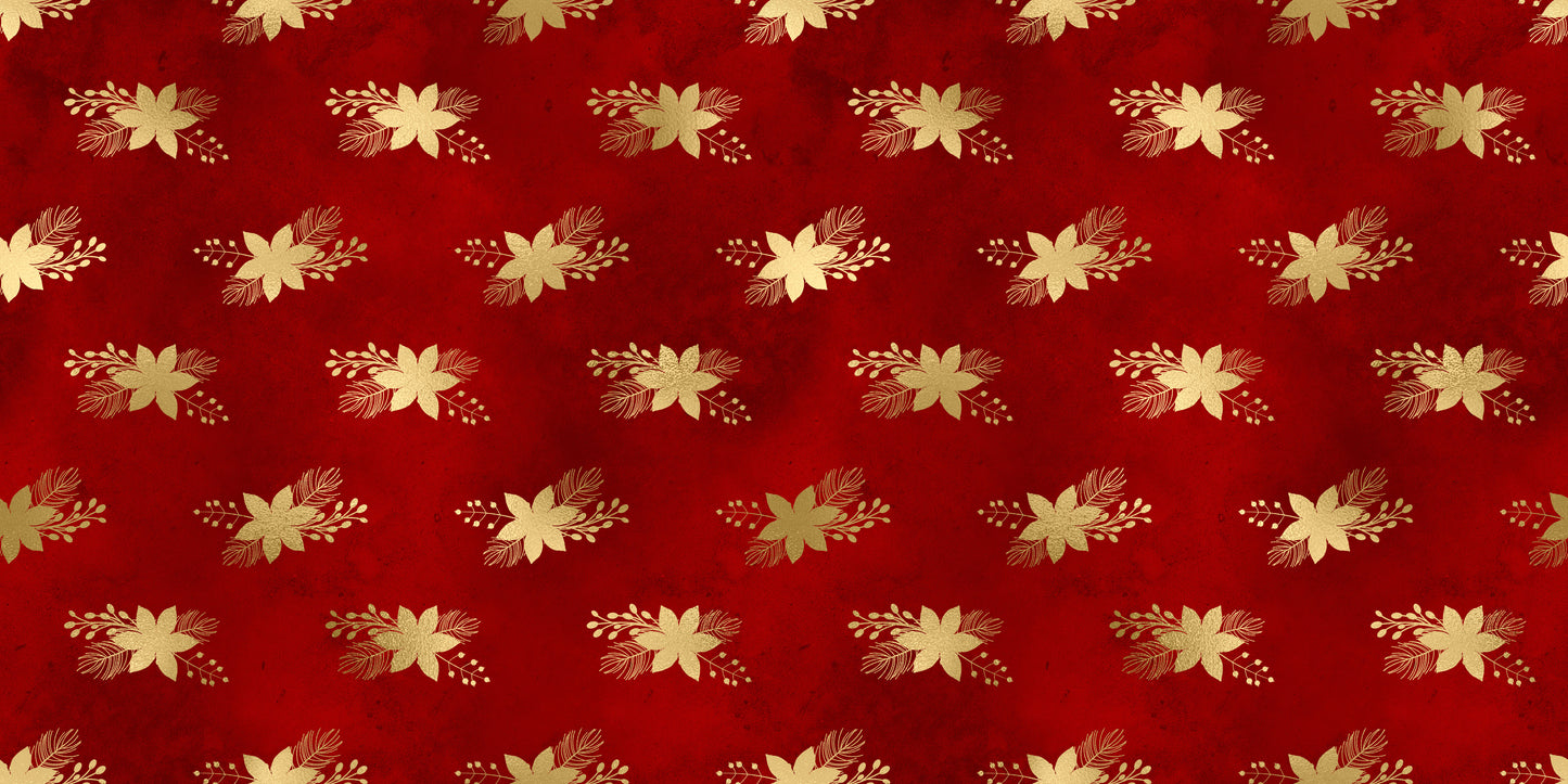 Golden Christmas Red Floral - Papers - 23-754