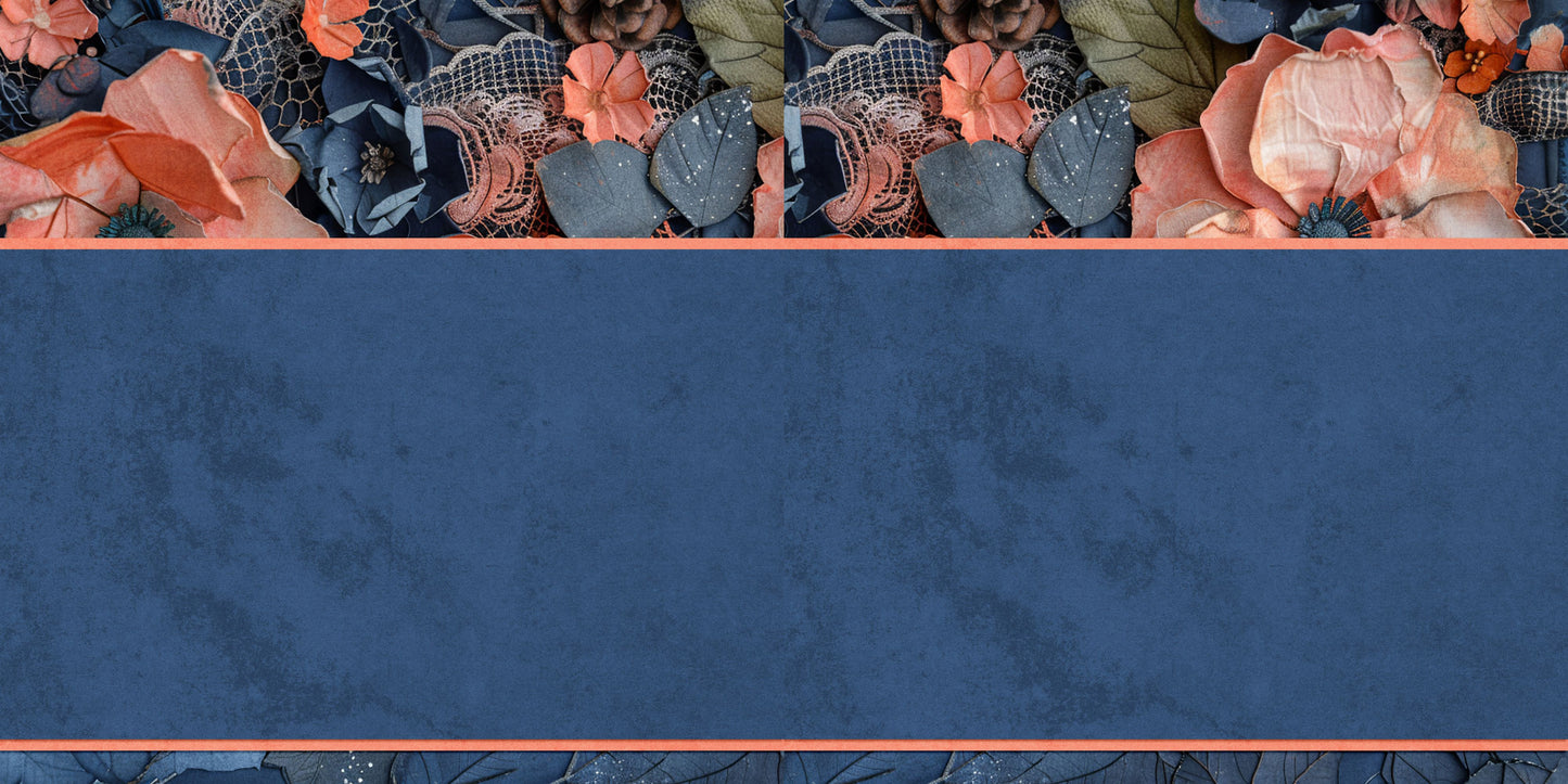 Navy Peach Border NPM - Scrapbook Layout - 25-495