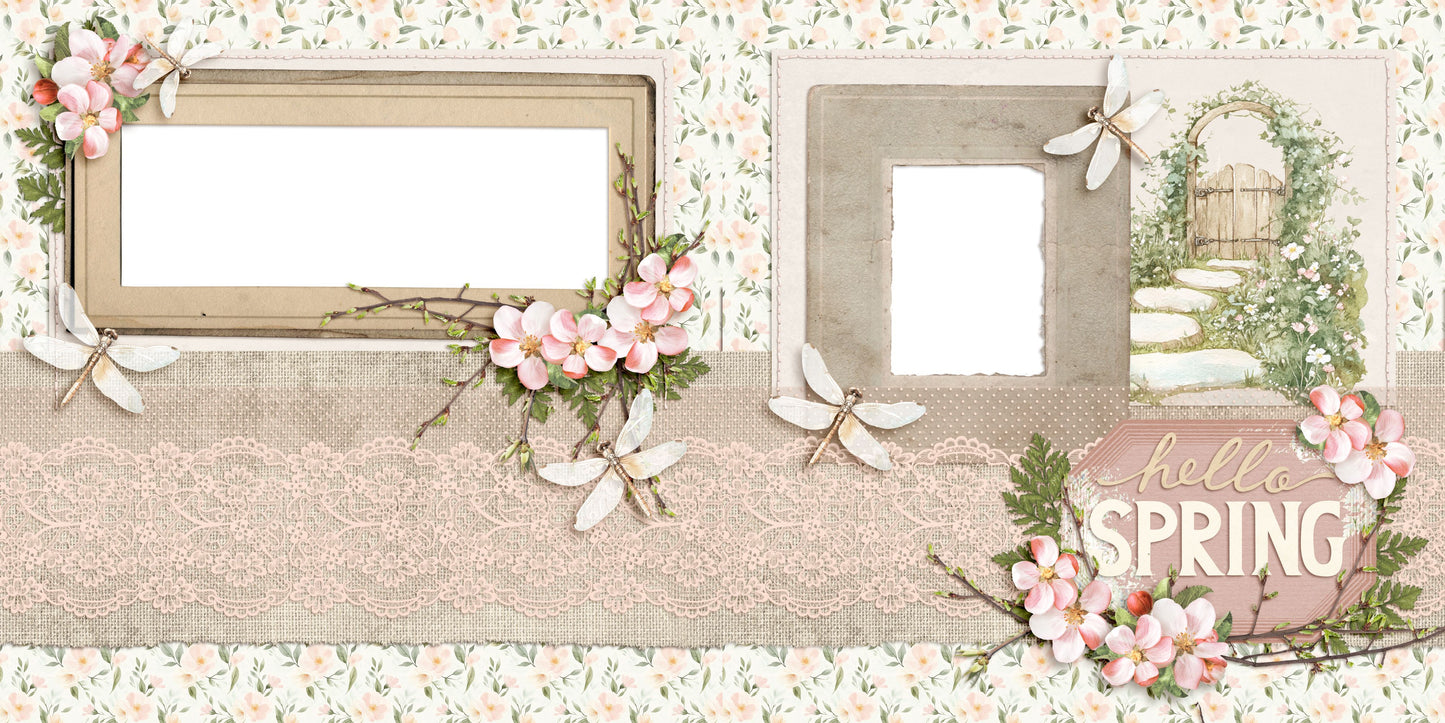 Hello Spring - EZ Digital Scrapbook Pages - INSTANT DOWNLOAD
