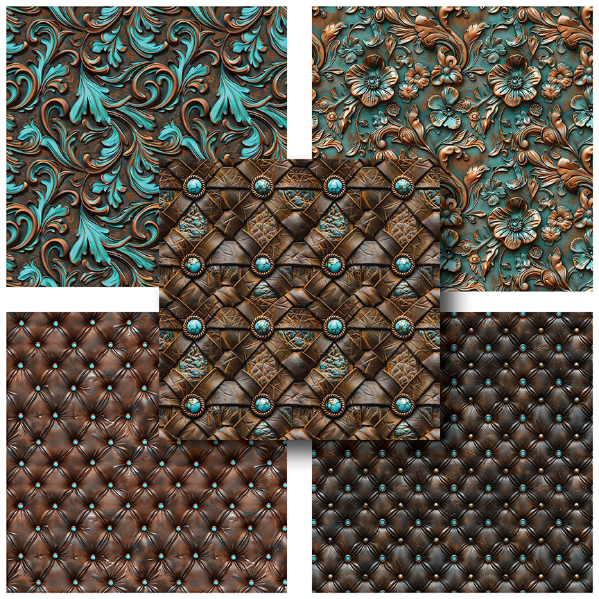 Turquoise Leather - 12X12 Scrapbook Paper Pack - 25-8201