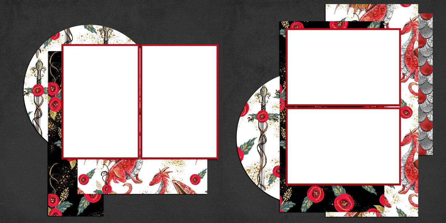 Red Dragon - EZ Digital Scrapbook Pages - INSTANT DOWNLOAD