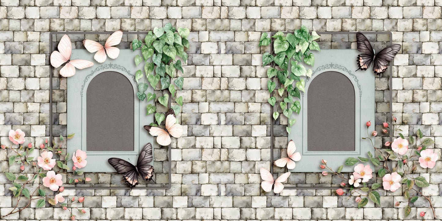 Enchanted Dream Stone Wall - Scrapbook Layout - 25-780