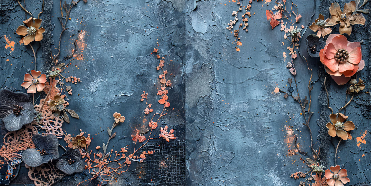 Navy Peach Blue Distressed NPM - Scrapbook Layout - 25-494