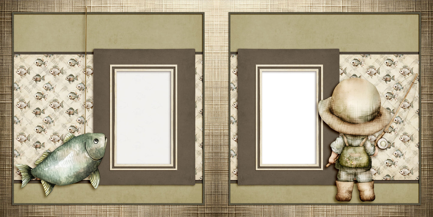 Cute Fisherman - EZ Digital Scrapbook Pages - INSTANT DOWNLOAD