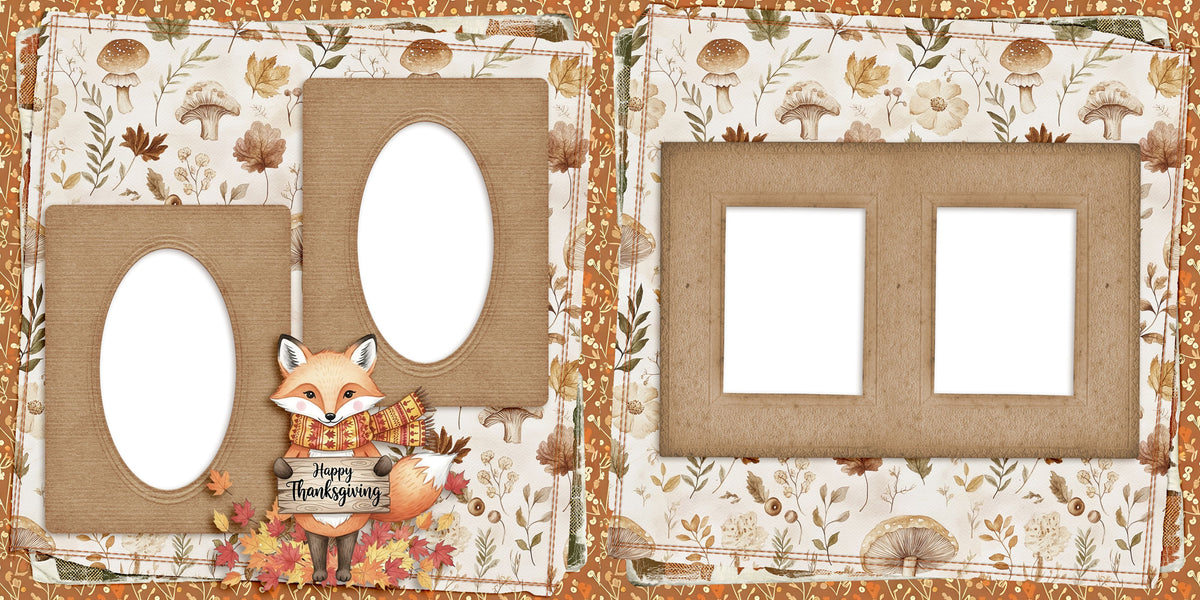 Happy Thanksgiving Fox - EZ Digital Scrapbook Quick Page Layout - INSTANT DOWNLOAD