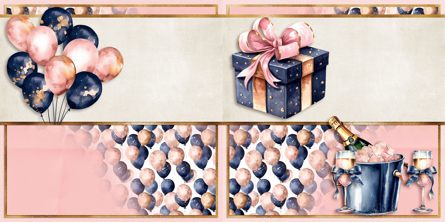 Pink Navy Birthday Champagne Balloons NPM - 24-059