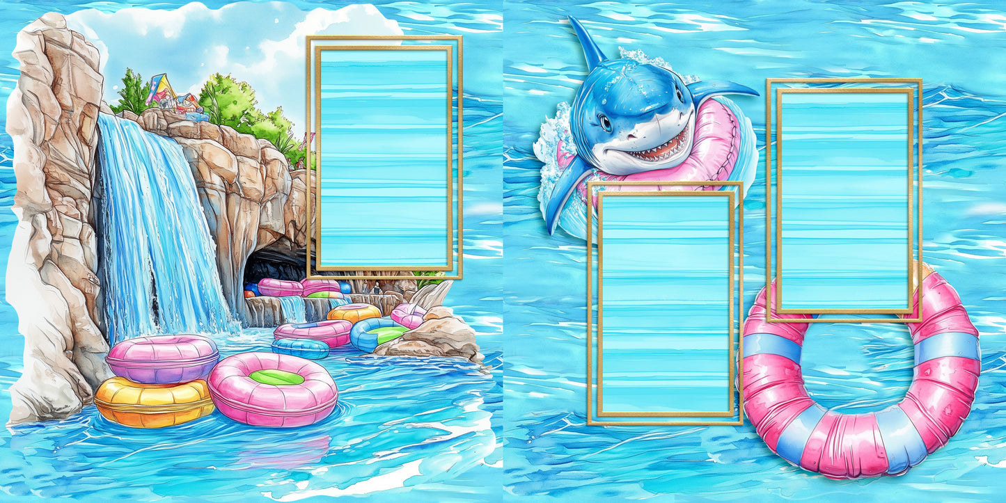 Waterpark Waterfall - Scrapbook Layout - 25-762