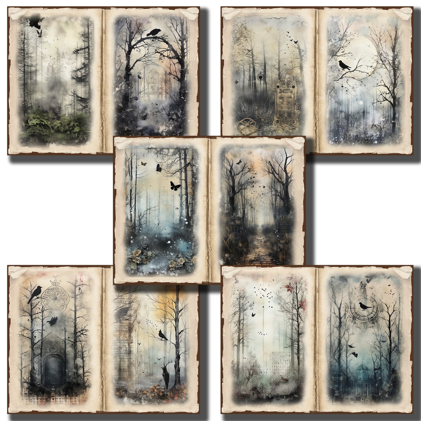 Gothic Forest Light Border Journal Pages - 23-7261