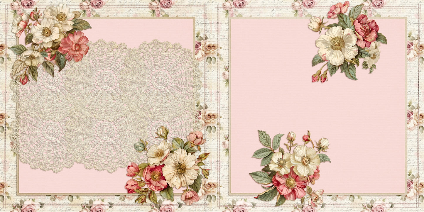 Floral & Lace Pink NPM - Scrapbook Layout - 25-563