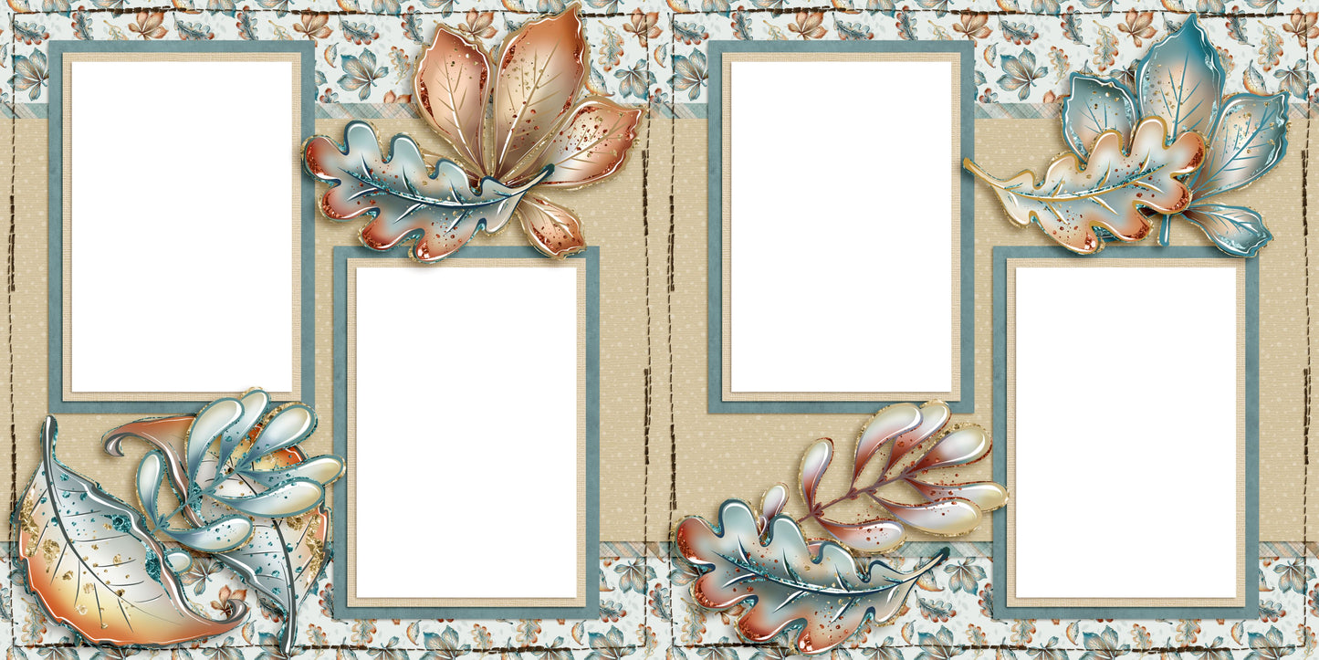 Fall Weather Leaves - EZ Digital Scrapbook Pages - INSTANT DOWNLOAD