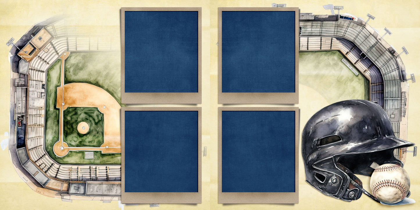 Baseball Game - Set of 5 Double Page Layouts - 1760