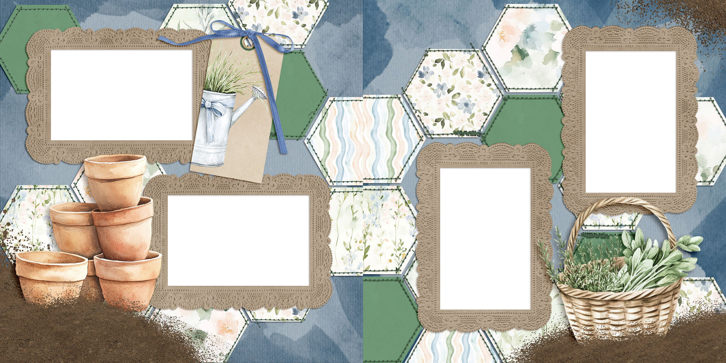 Spring Garden Pots & Herbs - EZ Digital Scrapbook Pages - INSTANT DOWNLOAD