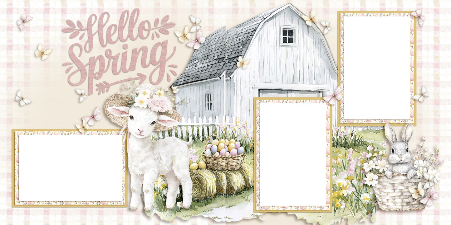 Sweet Easter Lamb - EZ Digital Scrapbook Pages - INSTANT DOWNLOAD