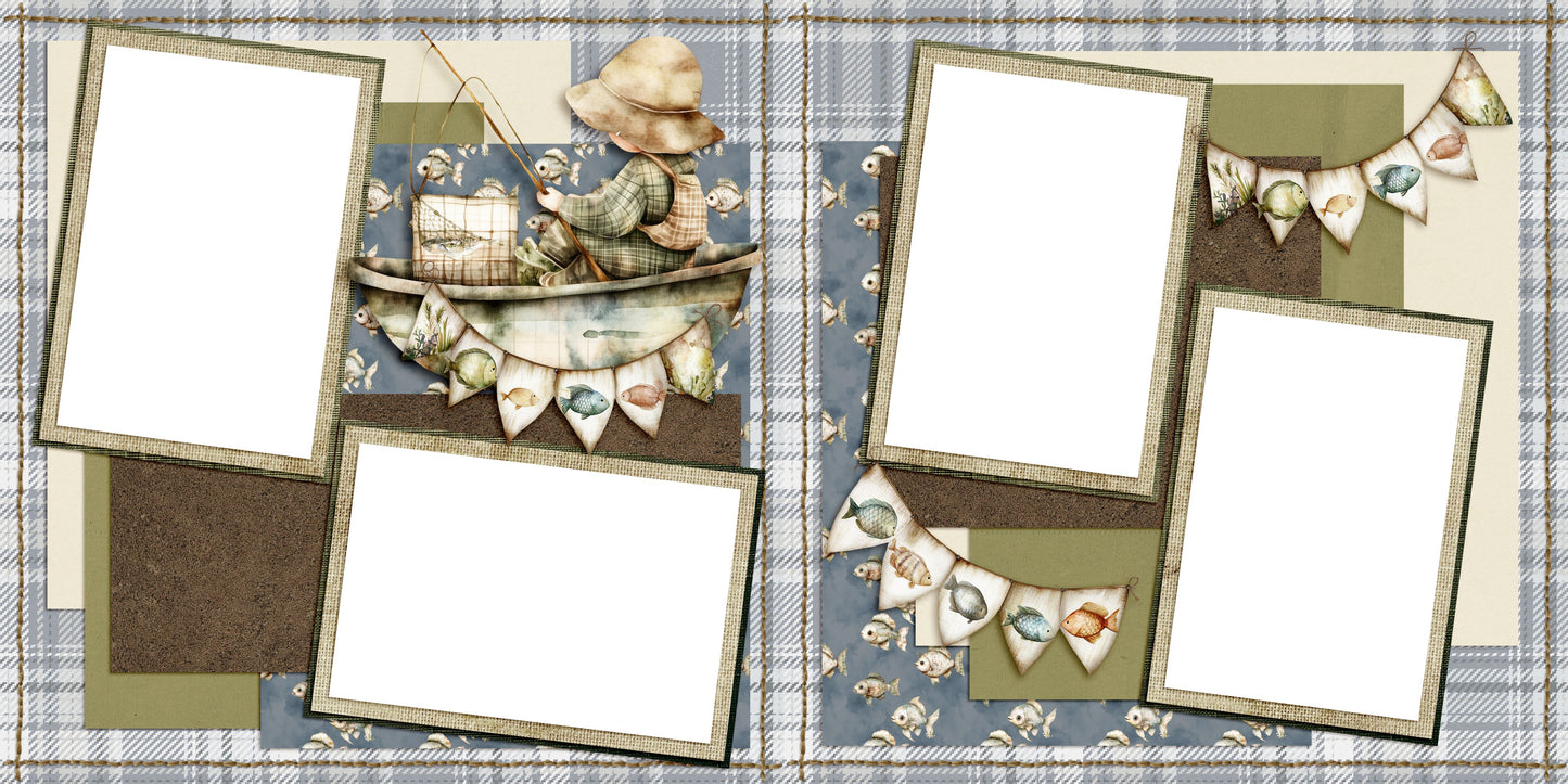 Boat with Banners - EZ Digital Scrapbook Pages - INSTANT DOWNLOAD