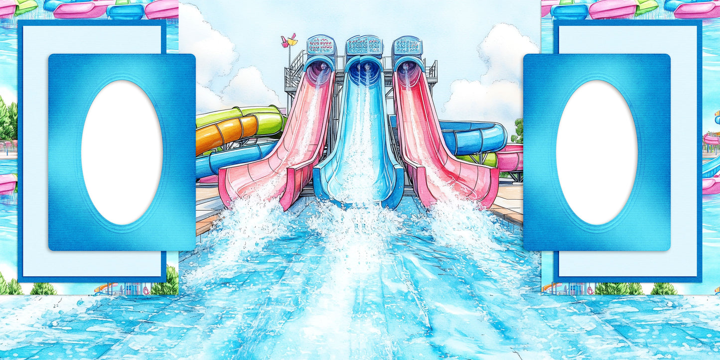 Waterpark EZ Quick Pages - Digital Bundle - 10 Digital Scrapbook Pages - INSTANT DOWNLOAD