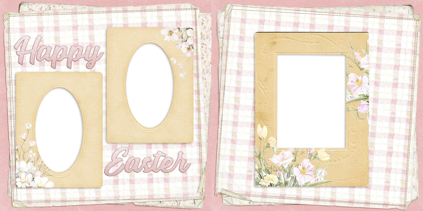 Sweet Easter Plaid Pink - EZ Digital Scrapbook Pages - INSTANT DOWNLOAD