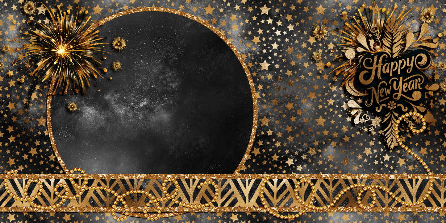 Black & Gold New Year NPM - Set of 5 Double Page Layouts - 1859