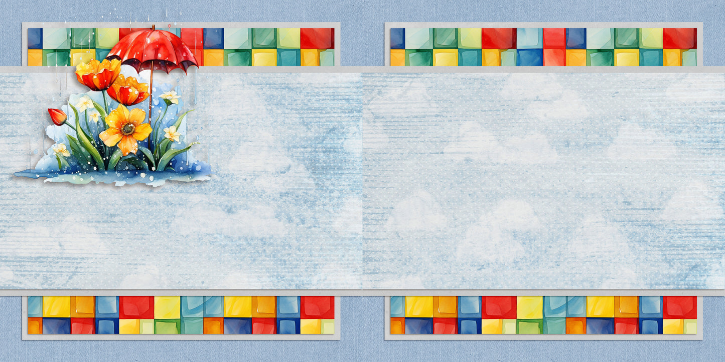 April Showers EZ Background Pages - Digital Bundle - 10 Digital Scrapbook Pages - INSTANT DOWNLOAD