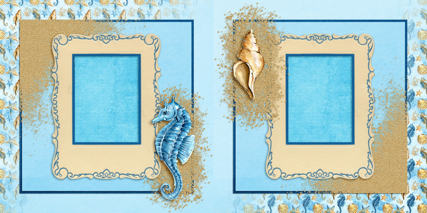 Seashell & Seahorse - Scrapbook Layout - 25-676
