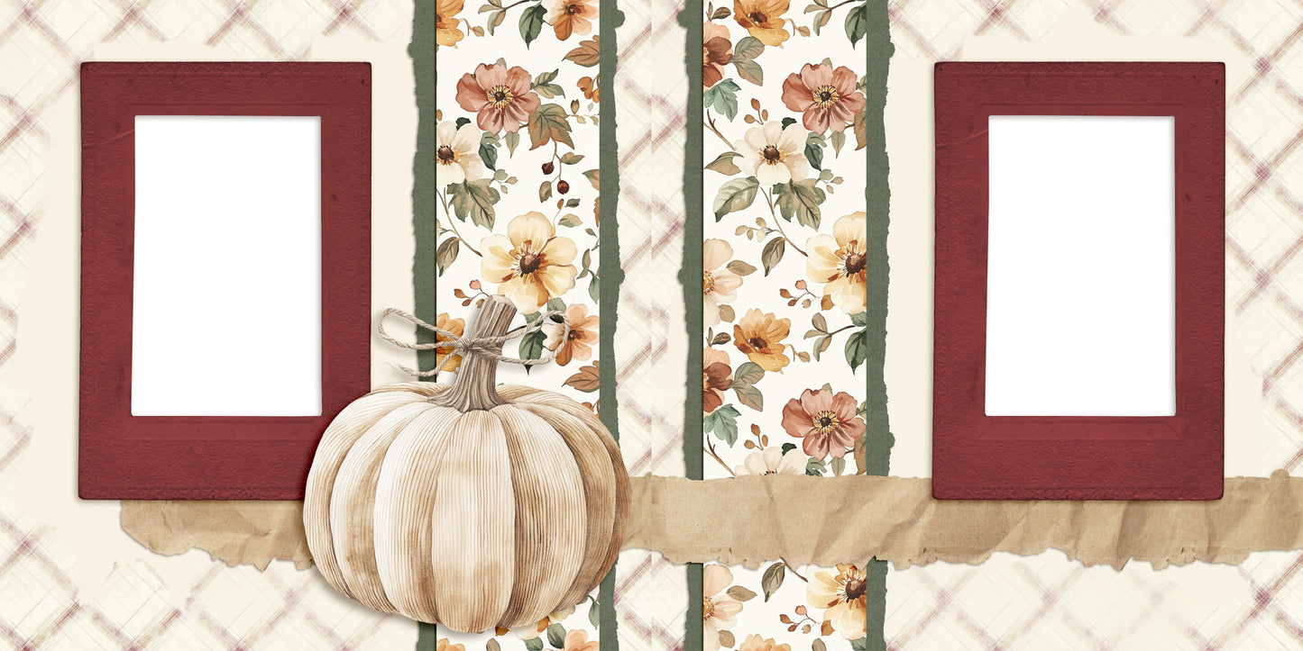 Autumn Beige Pumpkin - EZ Digital Scrapbook Pages - INSTANT DOWNLOAD
