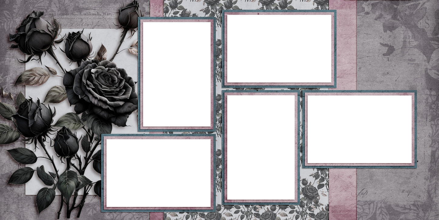 Haunted Mansion Black Roses - EZ Digital Scrapbook Pages - INSTANT DOWNLOAD