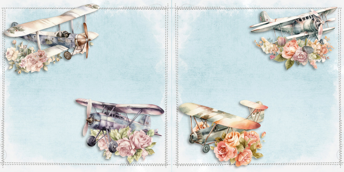 Girly Travel EZ Background Pages - Digital Bundle - 10 Digital Scrapbook Pages - INSTANT DOWNLOAD