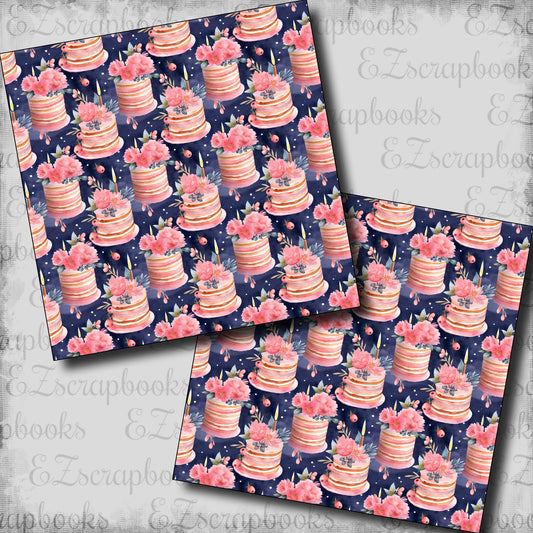 Pink Navy Birthday Cake - Scrapbook Papers - 24-116