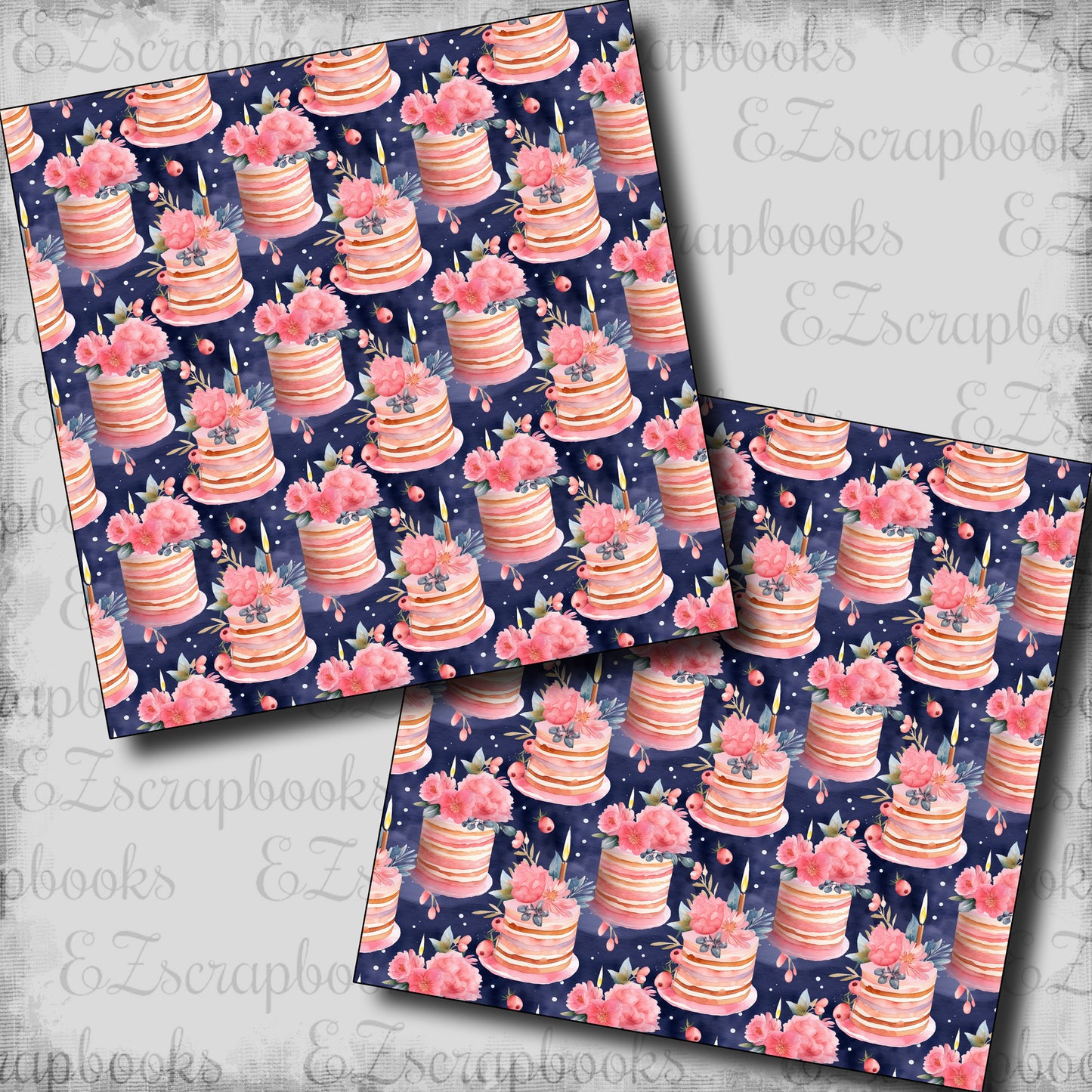 Pink Navy Birthday Cake - Scrapbook Papers - 24-116