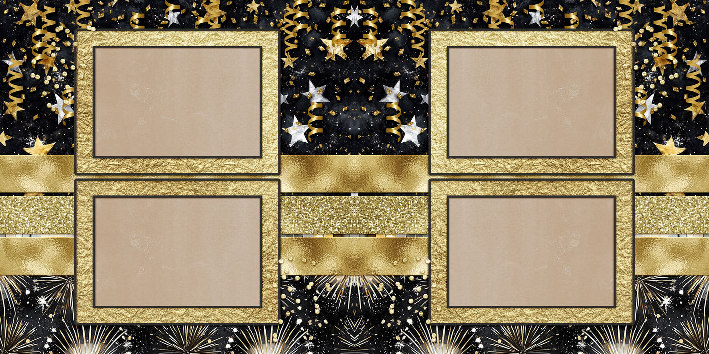New Year's Eve Stars - Scrapbook Layout - 25-032