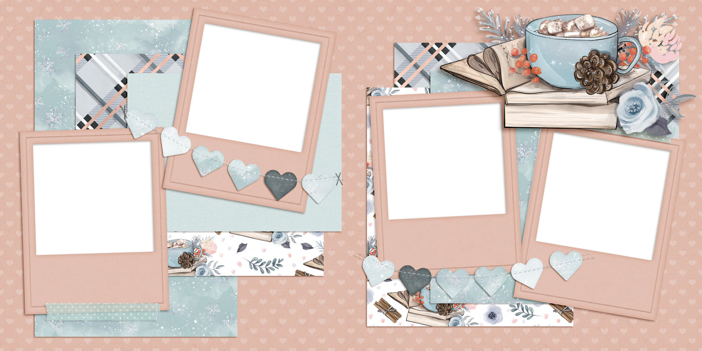 Cozy Winter Cocoa - EZ Digital Scrapbook Pages - INSTANT DOWNLOAD