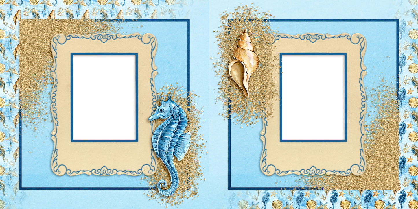 Seashell & Seahorse - EZ Digital Scrapbook Pages - INSTANT DOWNLOAD