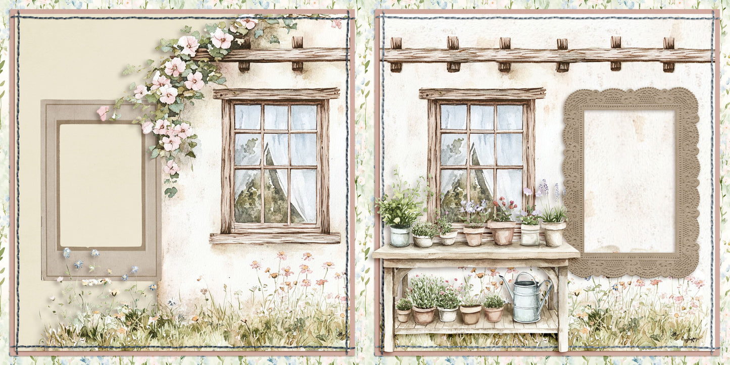 Spring Garden - Set of 5 Double Page Scrapbook Layouts - 25-1030