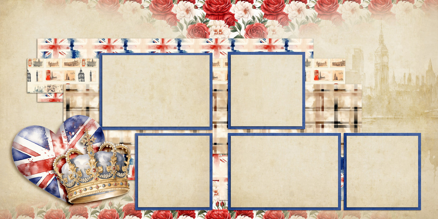 Hello London - Set of 5 Double Page Scrapbook Layouts - 25-1010