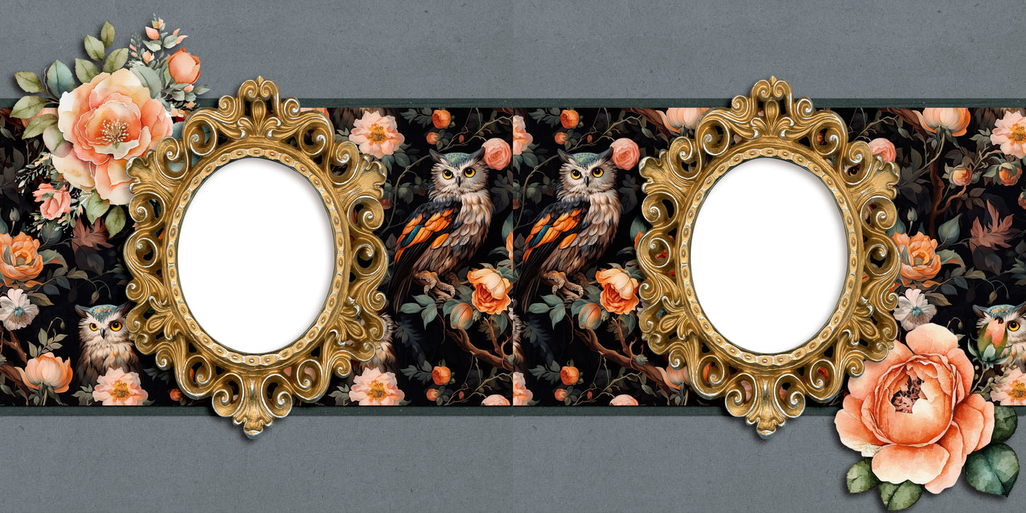 Rococo Halloween Owl - EZ Digital Scrapbook Pages - INSTANT DOWNLOAD
