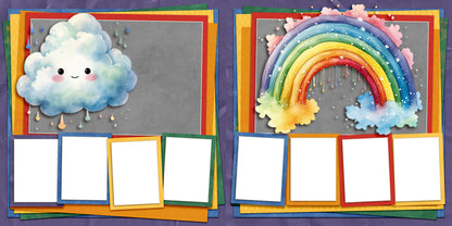April Showers Cloud & Rainbow - EZ Digital Scrapbook Pages - INSTANT DOWNLOAD