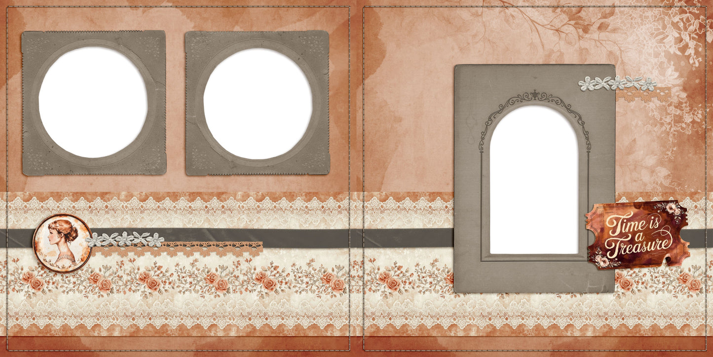 Time is a Treasure - EZ Digital Scrapbook Pages - INSTANT DOWNLOAD