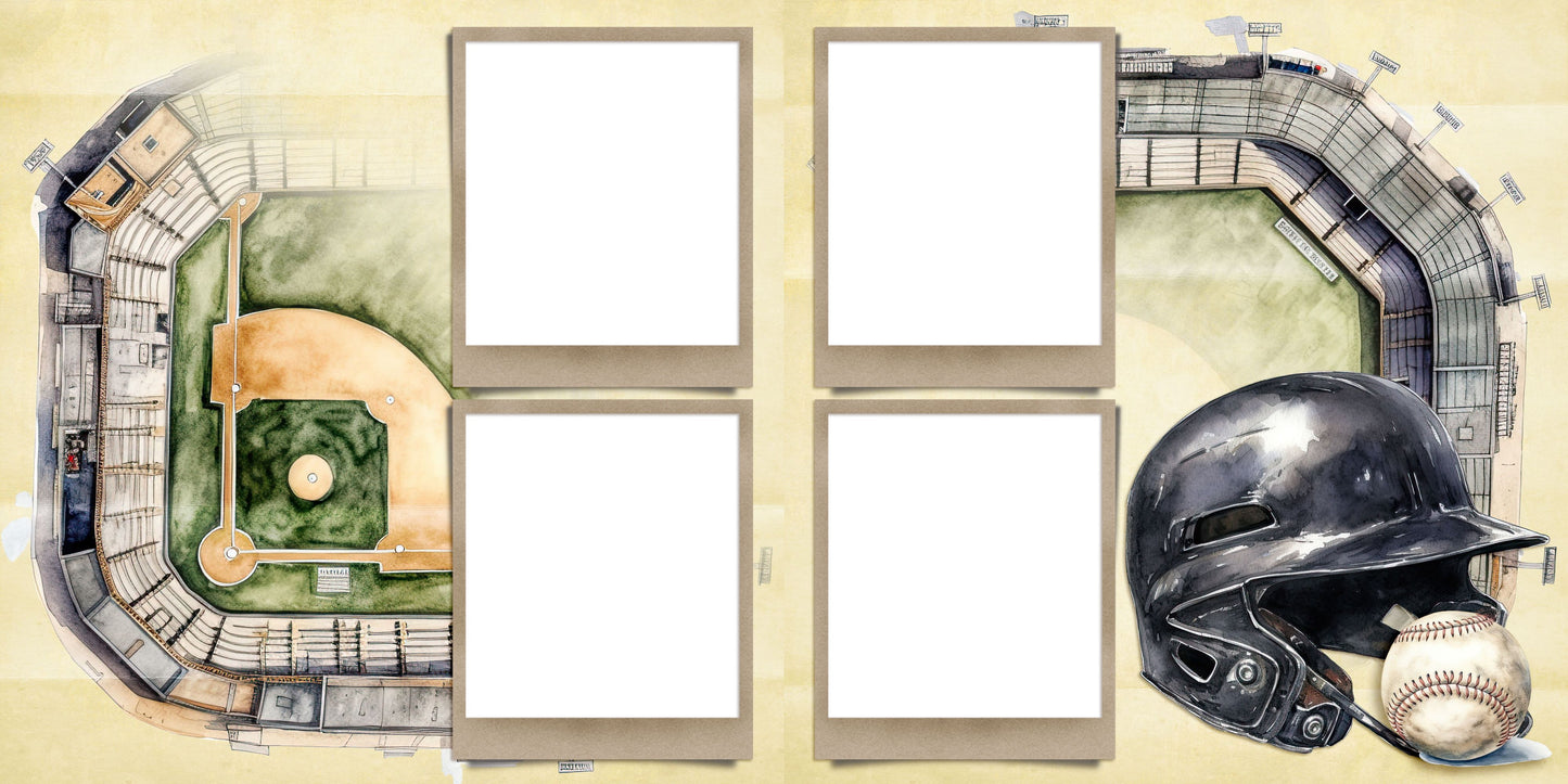 Baseball Game EZ Quick Pages - Digital Bundle - 10 Digital Scrapbook Pages - INSTANT DOWNLOAD